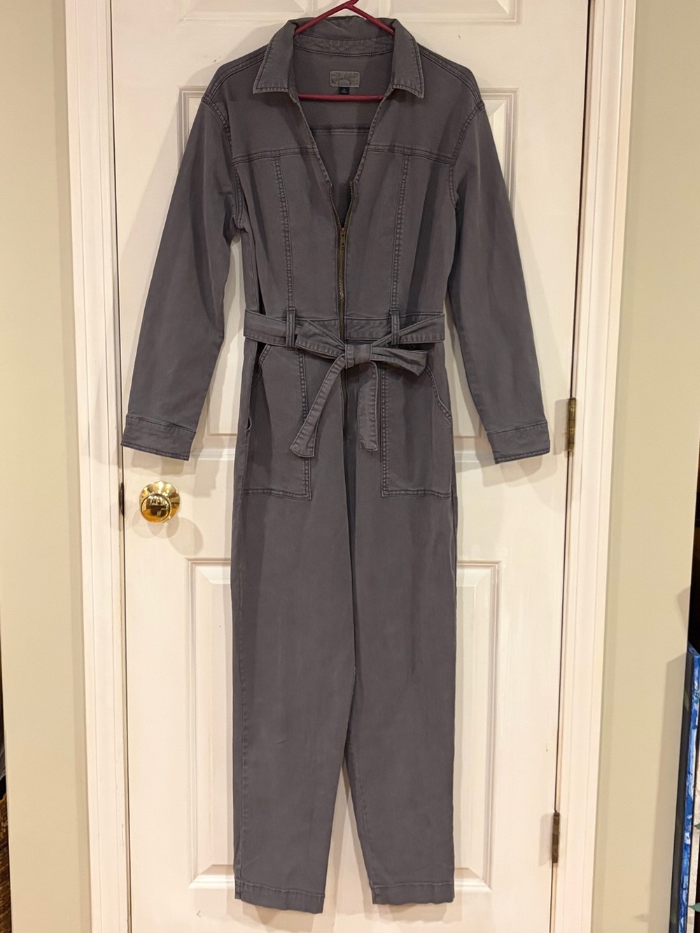 Universal Thread Gray Utility Jumpsuit with Tie Belt